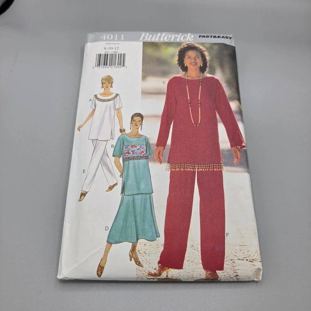 Butterick 4011 Sewing Pattern Misses Petite Top Skirt Pants Size 8-10-12 Uncut